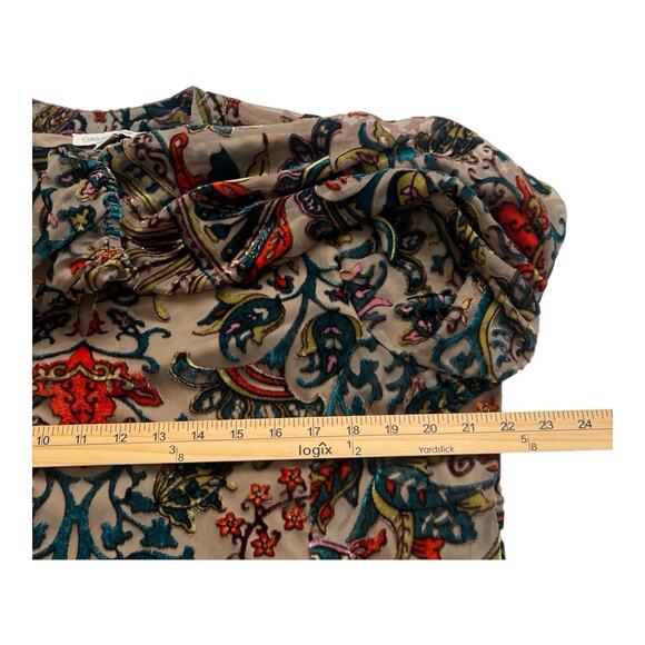 Coldwater Creek Blouse Women LP Floral Velvet Burn Out Pull Over Tunic Boho - Picture 6 of 13